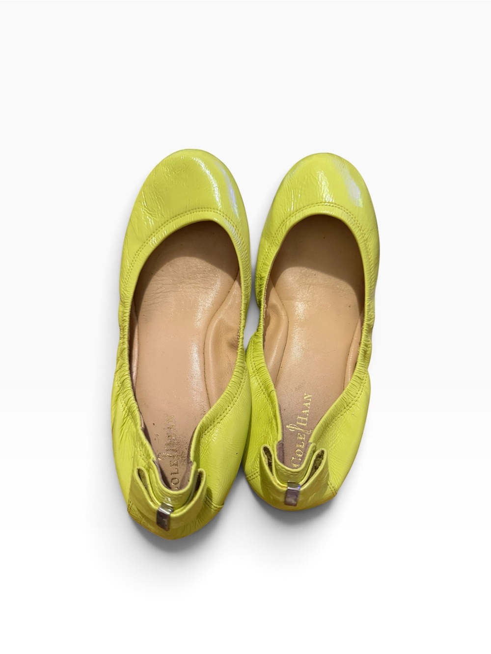 Cole Haan Yellow Manhattan Bow Back Ballet
Flats Patent Leather Size 7.5